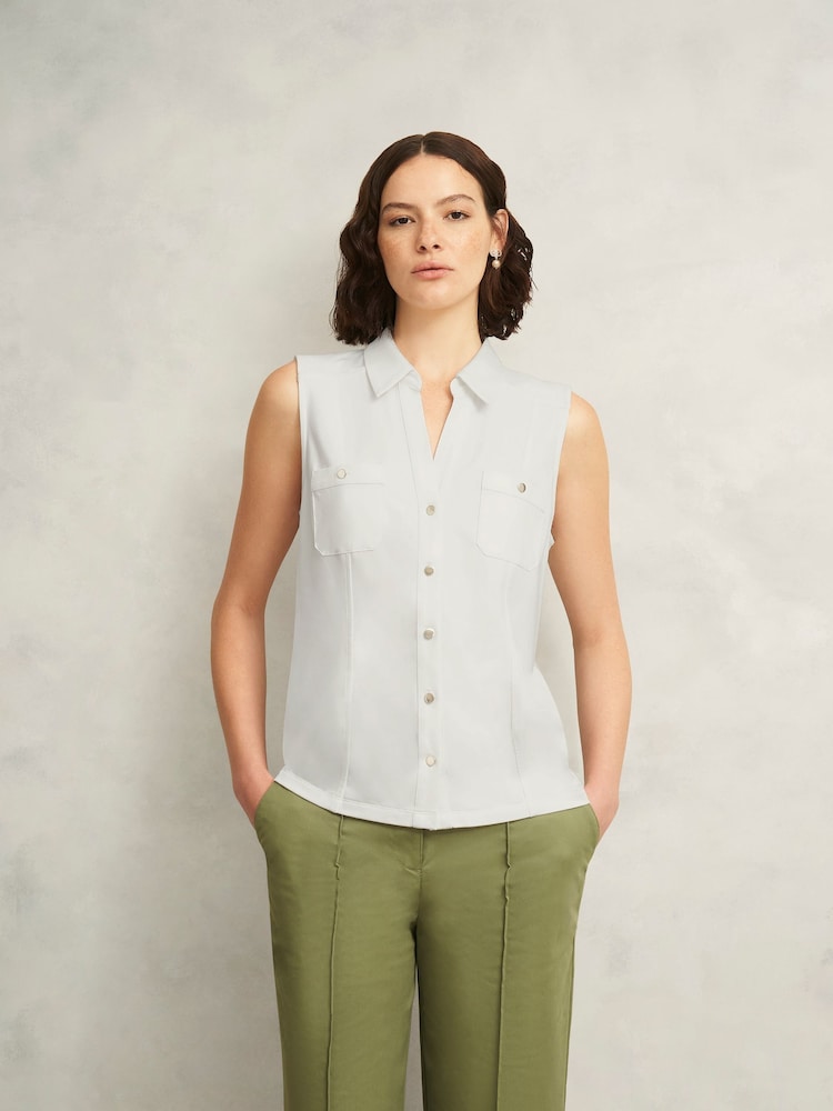 Hobbs White Sasha Jersey Shirt - Image 1 of 4