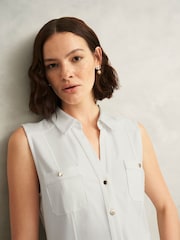 Hobbs White Sasha Jersey Shirt - Image 3 of 4