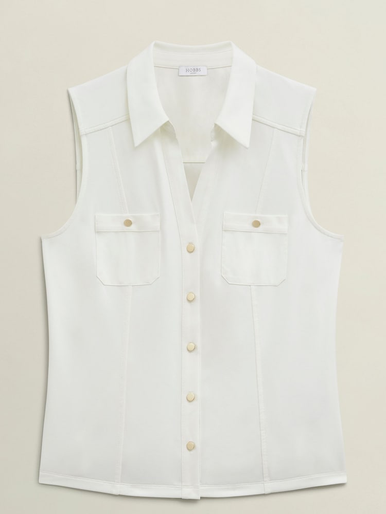 Hobbs White Sasha Jersey Shirt - Image 4 of 4