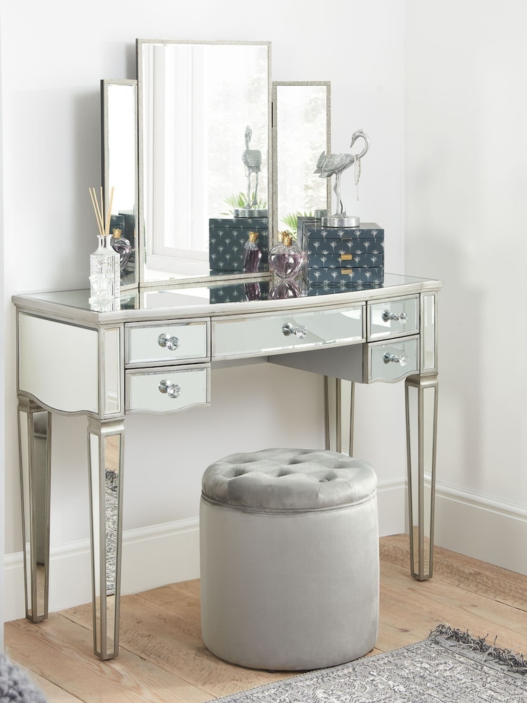 Birlea Mirrored Elysee 5 Drawer Dressing Table - Image 1 of 6
