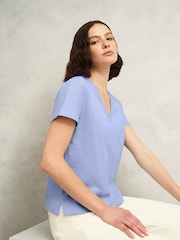 Hobbs Blue Arianna Slub T-Shirt - Image 1 of 4