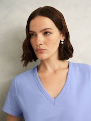 Hobbs Blue Arianna Slub T-Shirt - Image 3 of 4