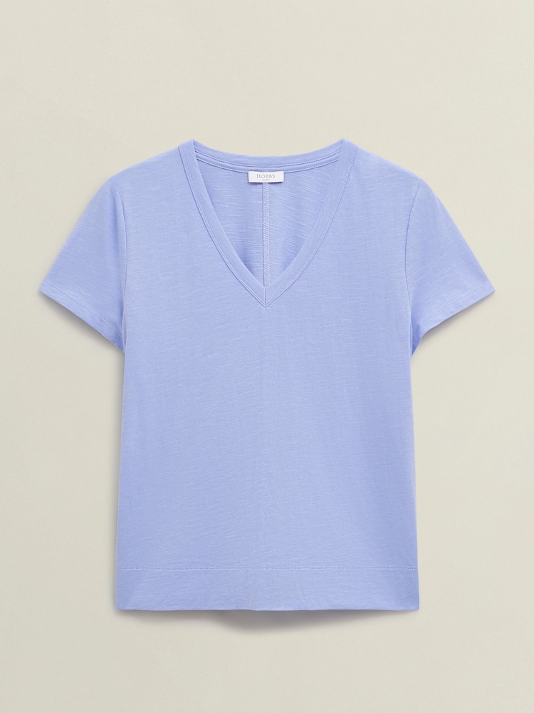 Hobbs Blue Arianna Slub T-Shirt - Image 4 of 4