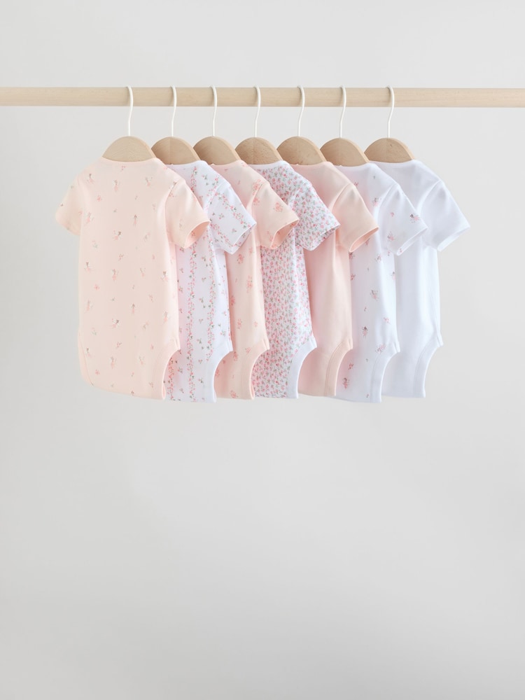 Pink 7 Pack Short Sleeve Baby Bodysuit - Image 2 of 16 Pink 7 Pack Short Sleeve Baby Bodysuit - Image 2 of 16