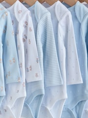 Blue 7 Pack Long Sleeved Baby Bear Bodysuit - Image 11 of 15