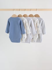 Blue Long Sleeve Baby Bodysuits 5 Pack - Image 7 of 12