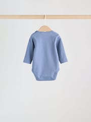 Blue Long Sleeve Baby Bodysuits 5 Pack - Image 8 of 12