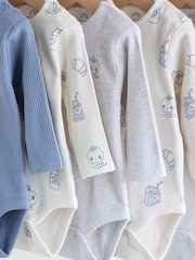 Blue Long Sleeve Baby Bodysuits 5 Pack - Image 9 of 12