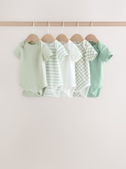 Green Short Sleeve Baby Bodysuits 5 Pack - Image 1 of 13