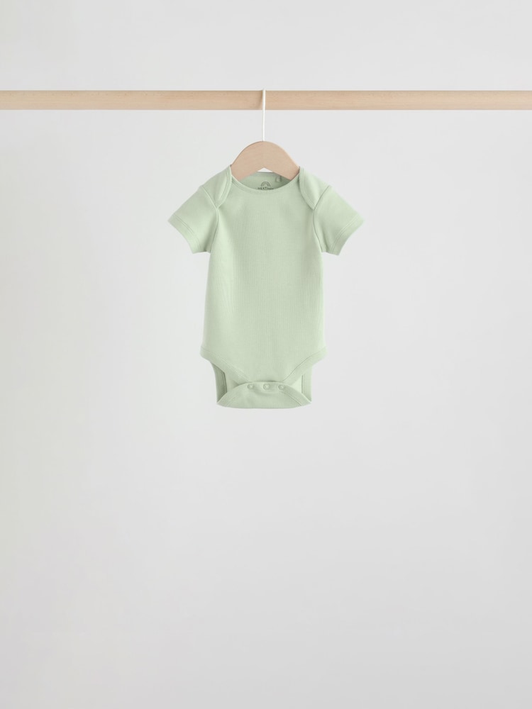 Green Short Sleeve Baby Bodysuits 5 Pack - Image 2 of 13