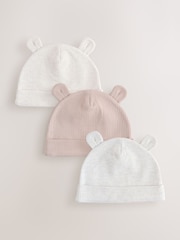 لون محايد - مجموعة من 3 قبعات للبيبي (من عمر الولادة 0-12 شهرًا) - صورة 1 من 6