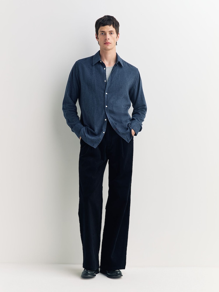 Oliver Spencer Blue Orsman Wide Leg Cord Trousers - Image 1 of 5 Oliver Spencer Blue Orsman Wide Leg Cord Trousers - Image 1 of 5