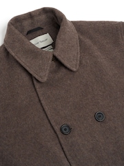 Oliver Spencer Brown Regent Double Breasted Wool Overcoat - Image 9 of 12