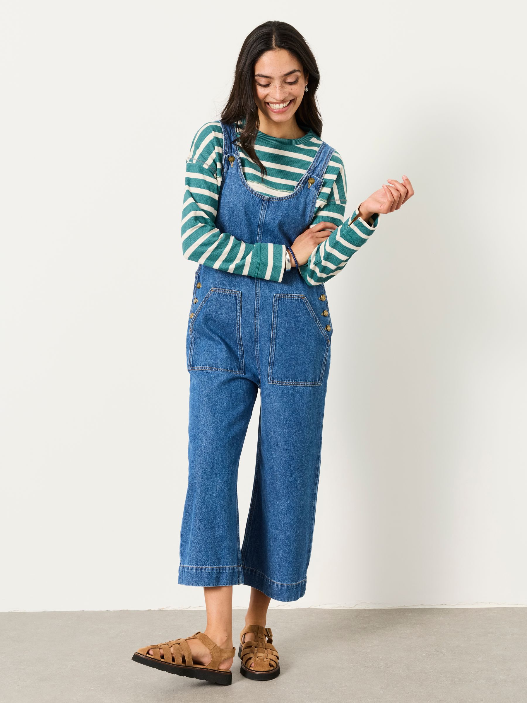 DENIM DUNGAREE×ディズニー100Collection 01.150 Buy FatFace Raffles Blue Denim Cropped Wide Leg Dungaree from Next