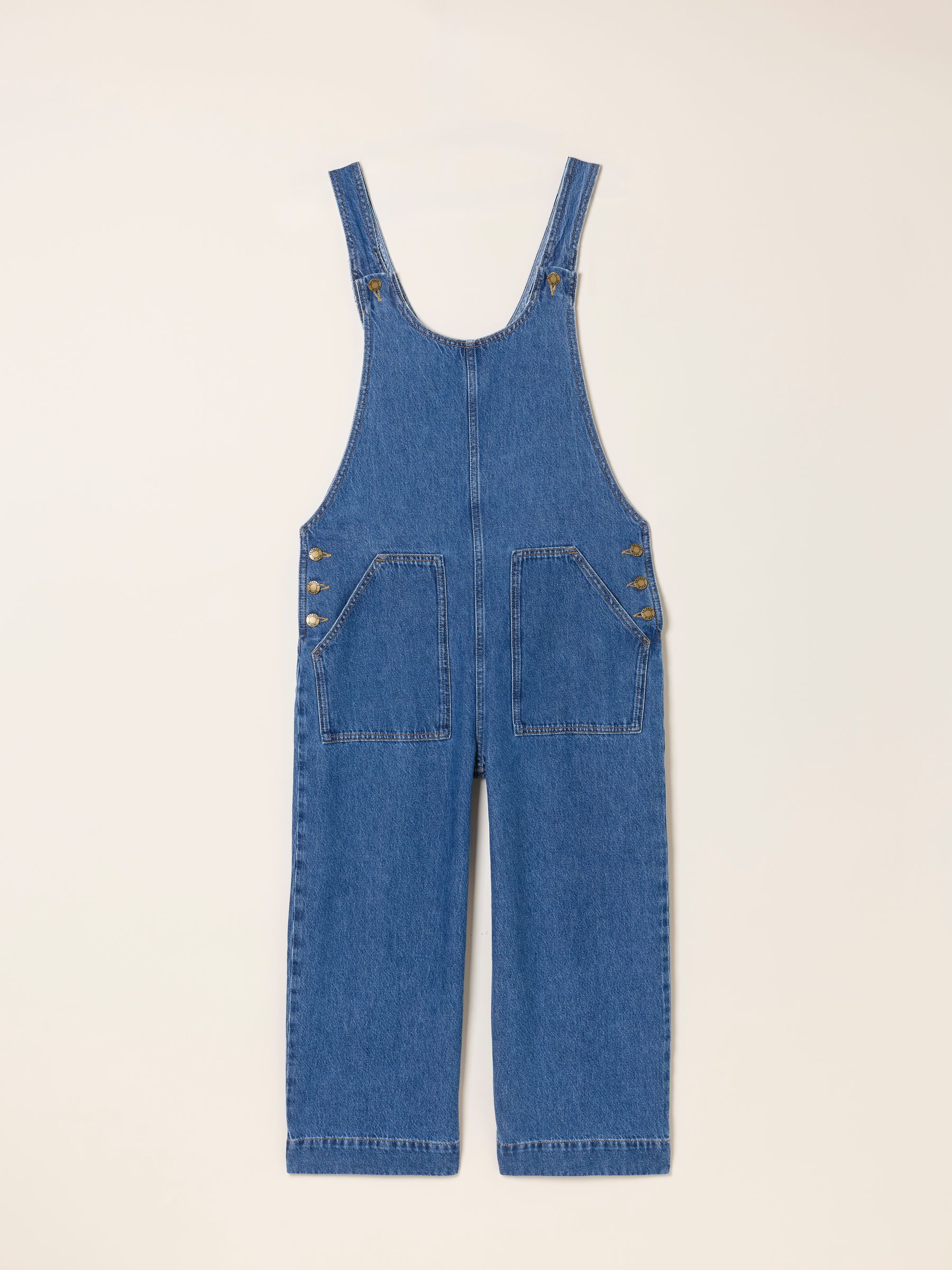 Buy FatFace Raffles Blue Denim Cropped Wide Leg Dungaree from Next