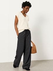 FatFace Black Jersey Stripe Wide Leg Trousers - Image 11 of 12