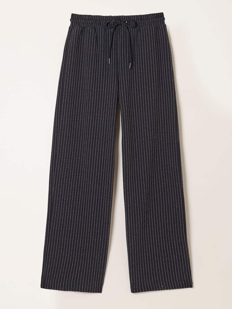 FatFace Black Jersey Stripe Wide Leg Trousers - Image 12 of 12
