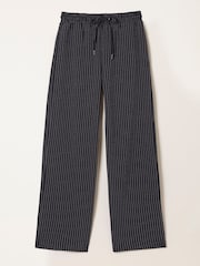 FatFace Black Jersey Stripe Wide Leg Trousers - Image 8 of 8