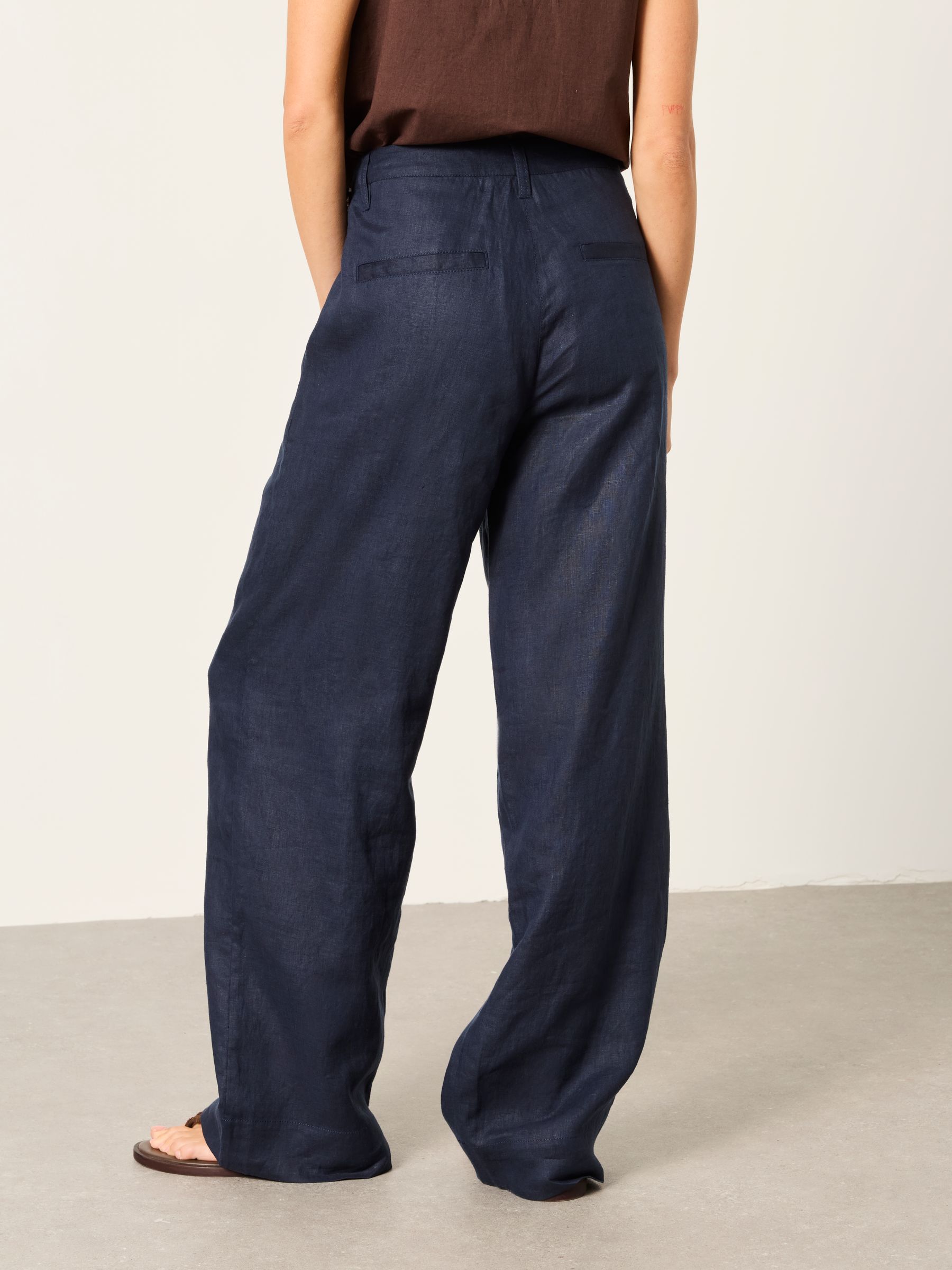 Buy FatFace Arie Navy Wide Leg 100% Linen Trousers from Next USA