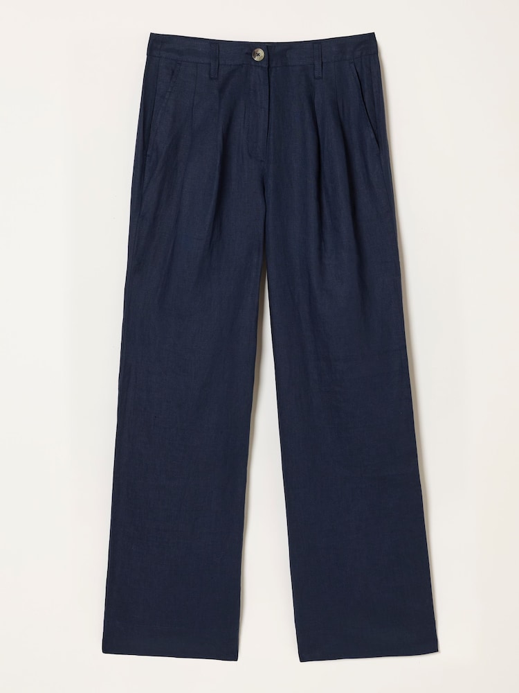 FatFace Navy Wide Leg Linen Trousers - Image 6 of 6 FatFace Navy Wide Leg Linen Trousers - Image 6 of 6