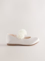 Marfim - Satin Flower Girl Occasion Mary Jane Shoes - Imagem 2 de 5