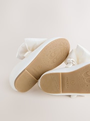 White Standard Fit (F) Bow Satin Flower Occasion Mary Jane Shoes - Image 4 of 5