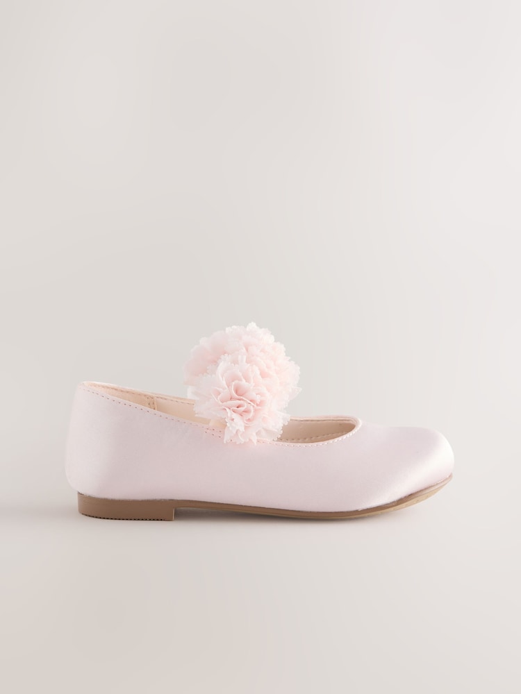 Pink Wide Fit (G) Satin Flower Girl Occasion Mary Jane Shoes - Image 2 of 5 Pink Wide Fit (G) Satin Flower Girl Occasion Mary Jane Shoes - Image 2 of 5