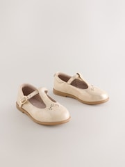 Gold Leather T-Bar Shoes - Image 1 of 5