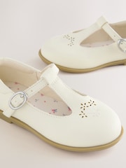 White Leather T-Bar Shoes - Image 3 of 5