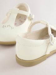 White Leather T-Bar Shoes - Image 5 of 5
