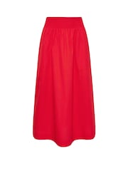 PixieGirl Petite Red Poplin Shirred Midi Skirt - Image 5 of 5