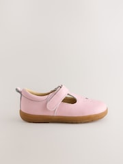 Pink Barefoot Leather Touch Fastening T-Bar Shoes - Image 2 of 5