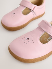 Pink Barefoot Leather Touch Fastening T-Bar Shoes - Image 3 of 5