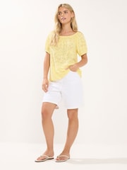 M&Co Yellow Petite Burnout Scoop Neck Top - Image 2 of 5