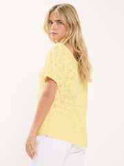 M&Co Yellow Petite Burnout Scoop Neck Top - Image 3 of 5