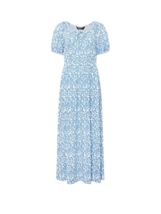 M&Co Blue Petite Ditsy Scoop Neck Dress - Image 5 of 5