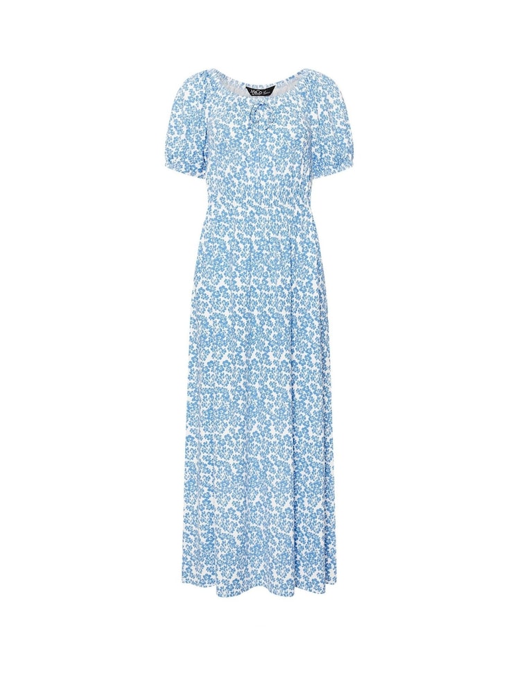M&Co Blue Petite Ditsy Scoop Neck Dress - Image 5 of 5