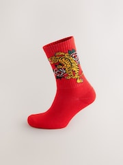 Red/Green/Black Pattern Sports Socks 4 Pack - Image 3 of 9