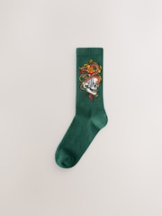 Red/Green/Black Pattern Sports Socks 4 Pack - Image 5 of 9