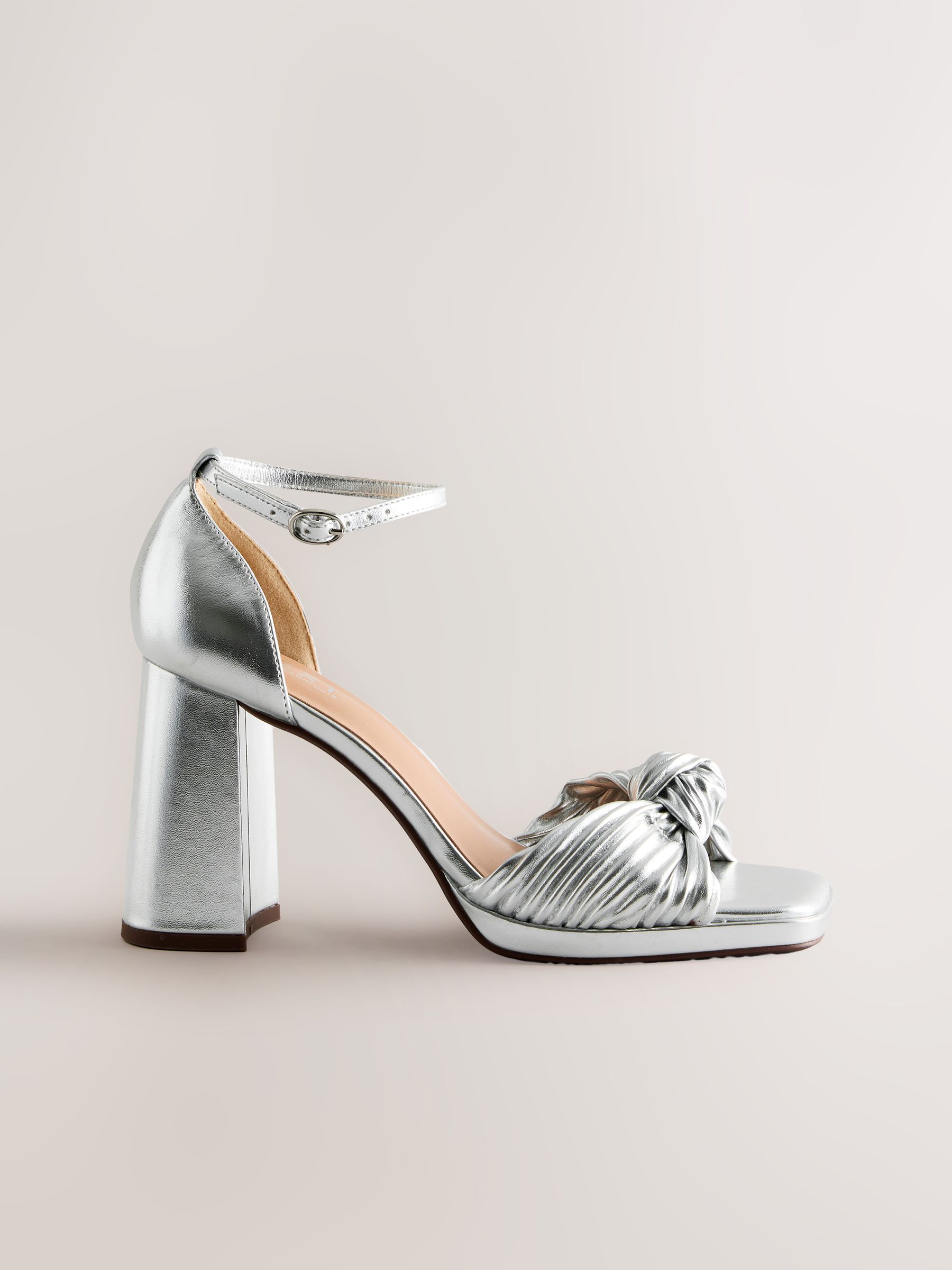Buy Silver Forever Comfort® Twist Heeled Platform Sandals from