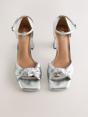 Silver Forever Comfort® Twist Heeled Platform Sandals - Image 2 of 5