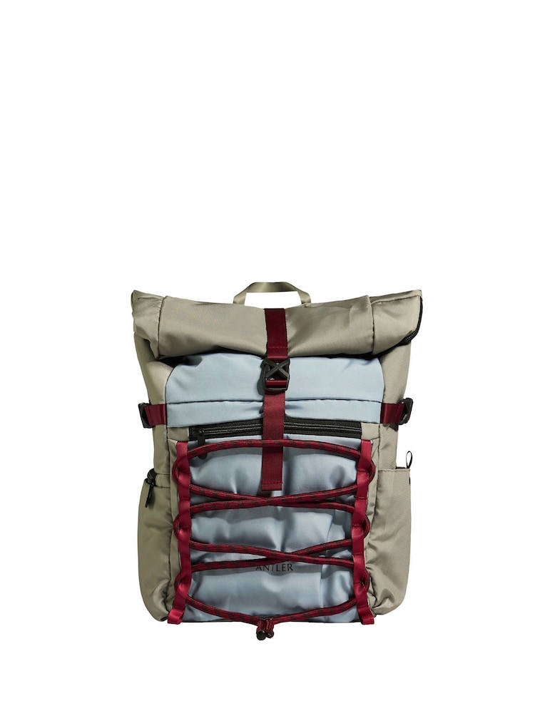 Antler Blue Discovery Roll Top Backpack in Mist Blue - Image 2 of 5
