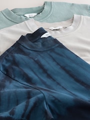 Grey Tie Dye/Green/Stone Regular Fit Heavyweight T-Shirts 3 Pack - Image 5 of 11