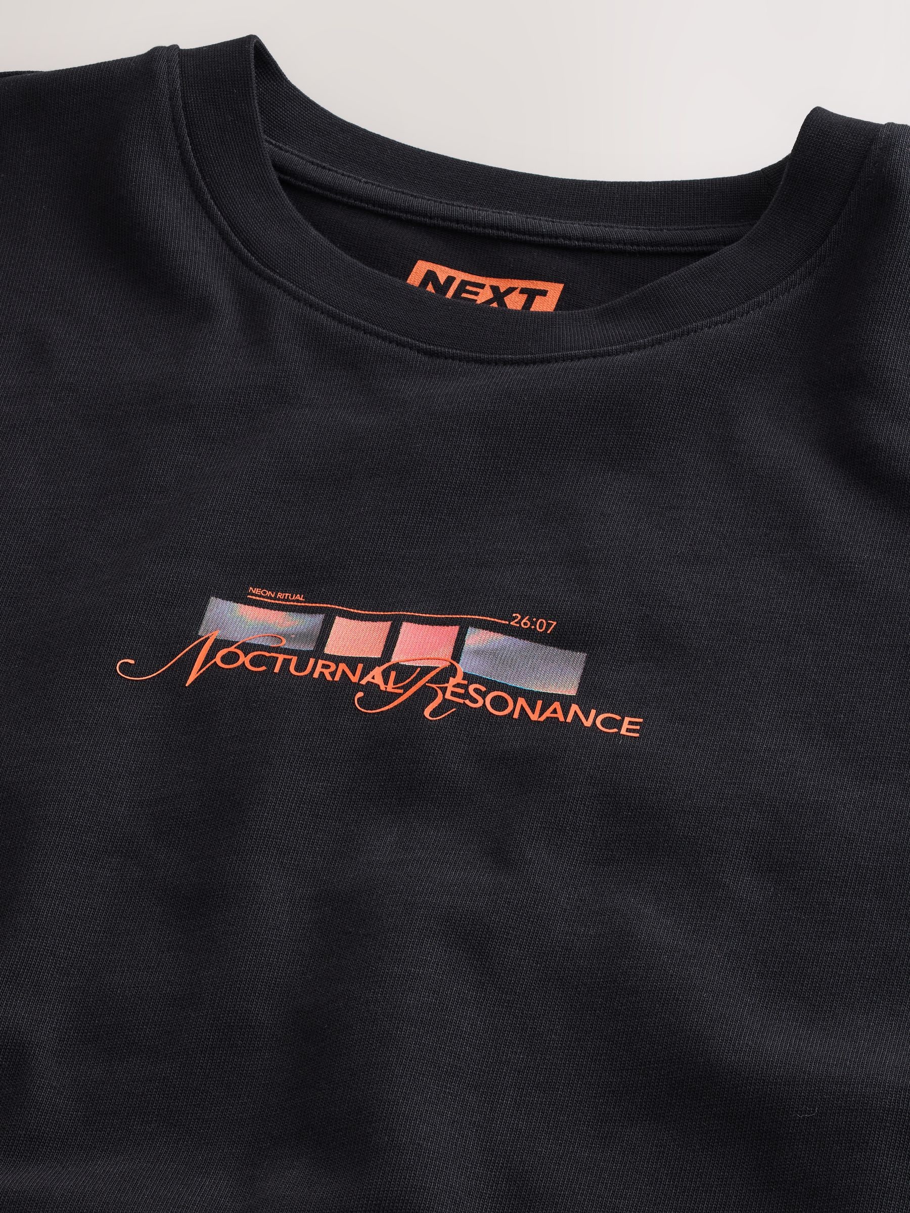 Buy Black Techno Relaxed Fit Graphic Print Heavy Weight T-Shirt