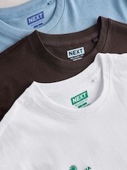 Blue/White/Brown Relaxed Fit Graphic Print T-Shirts 3 Pack - Image 15 of 17