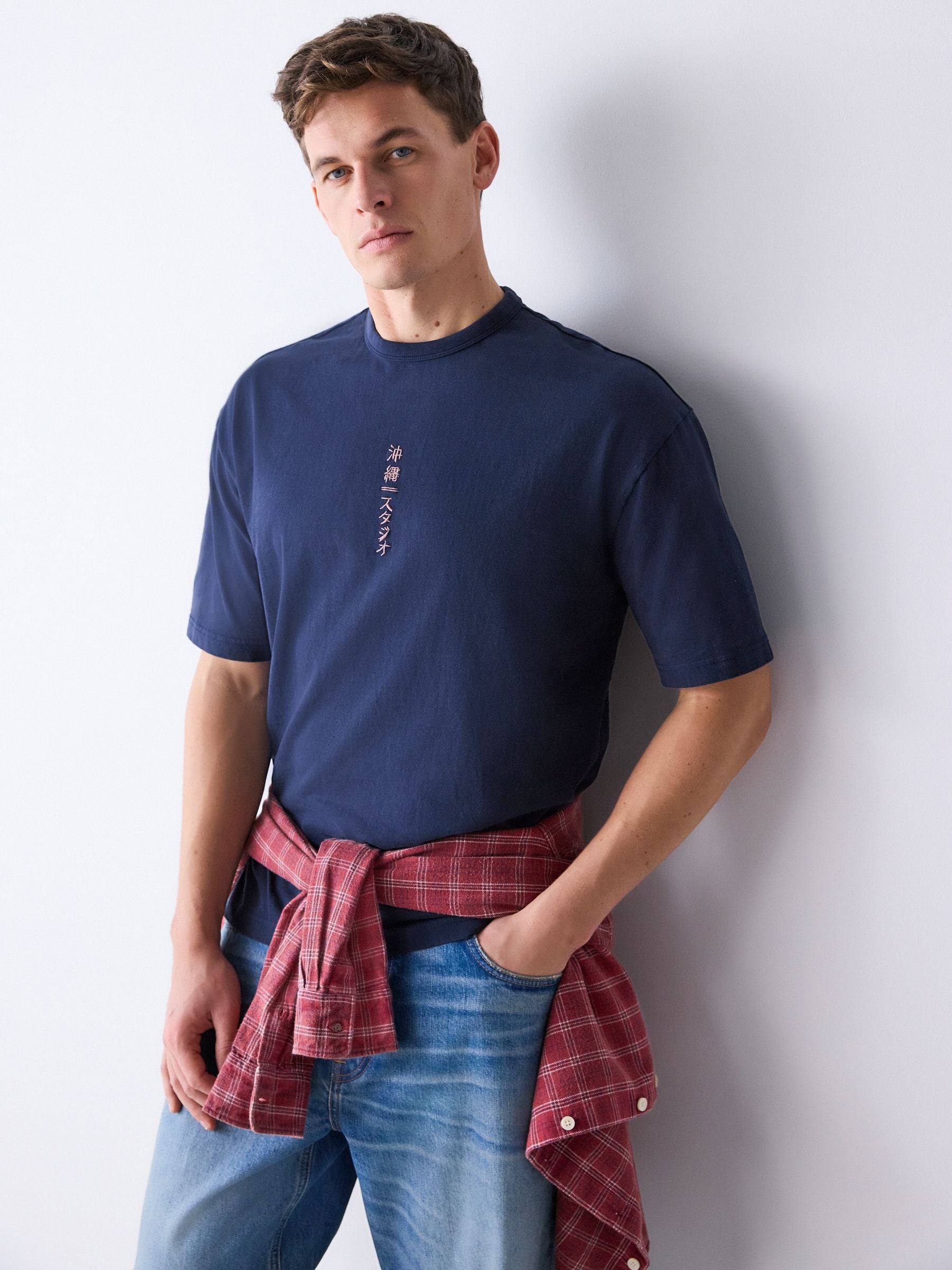 Buy Indigo Japan Relaxed Fit Graphic Print Heavy Weight T-Shirt