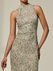 Jolie Moi Green Sleeveless Chiffon Halterneck Midaxi Dress - Image 6 of 6
