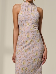 Jolie Moi Pink Sleeveless Chiffon Halterneck Midaxi Dress - Image 3 of 6