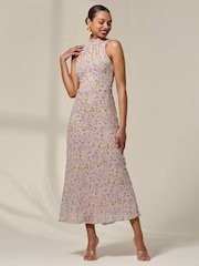 Jolie Moi Pink Sleeveless Chiffon Halterneck Midaxi Dress - Image 5 of 6