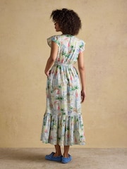 Joules Winnie Multi/White Frill Shoulder Maxi Dress - Image 2 of 8